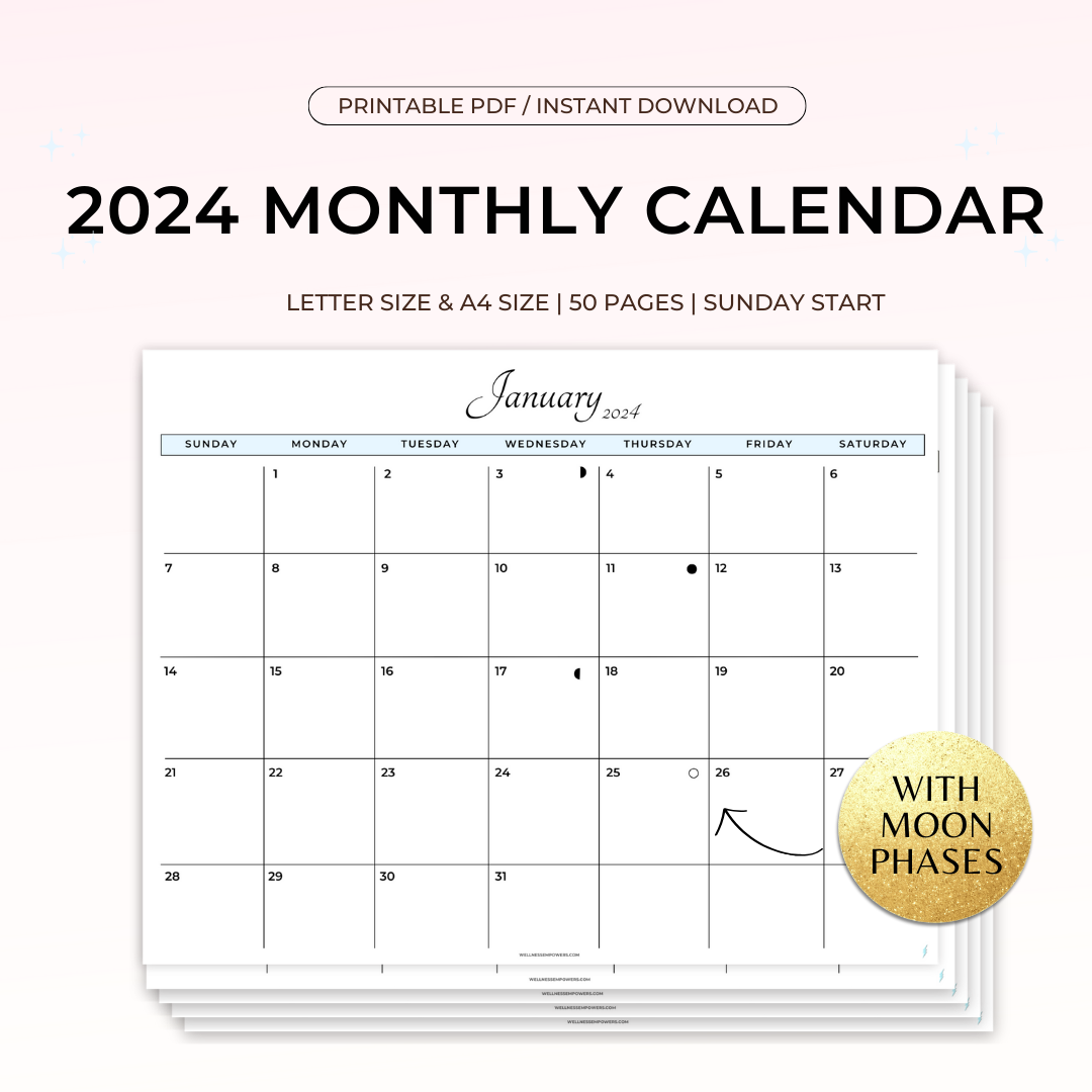 2024 Minimal Printable Calendar – wellnessempowers